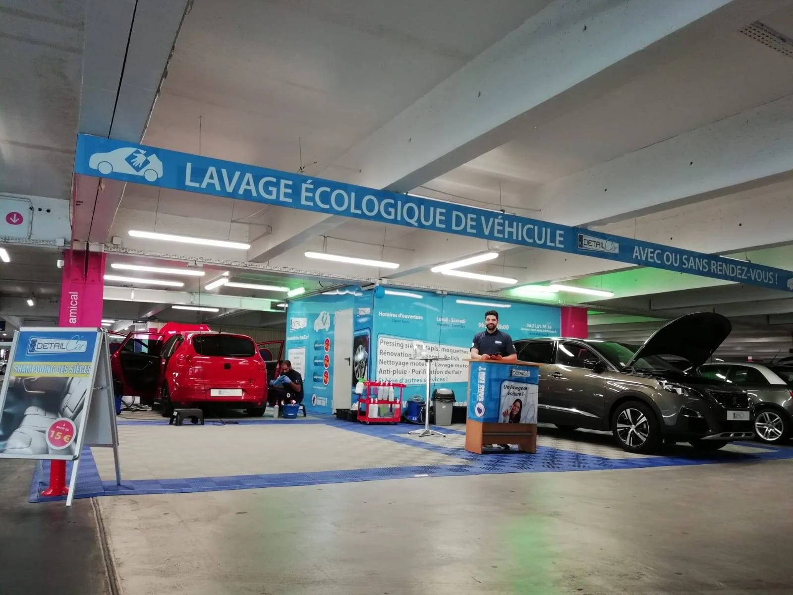 Car wash in the covered car park